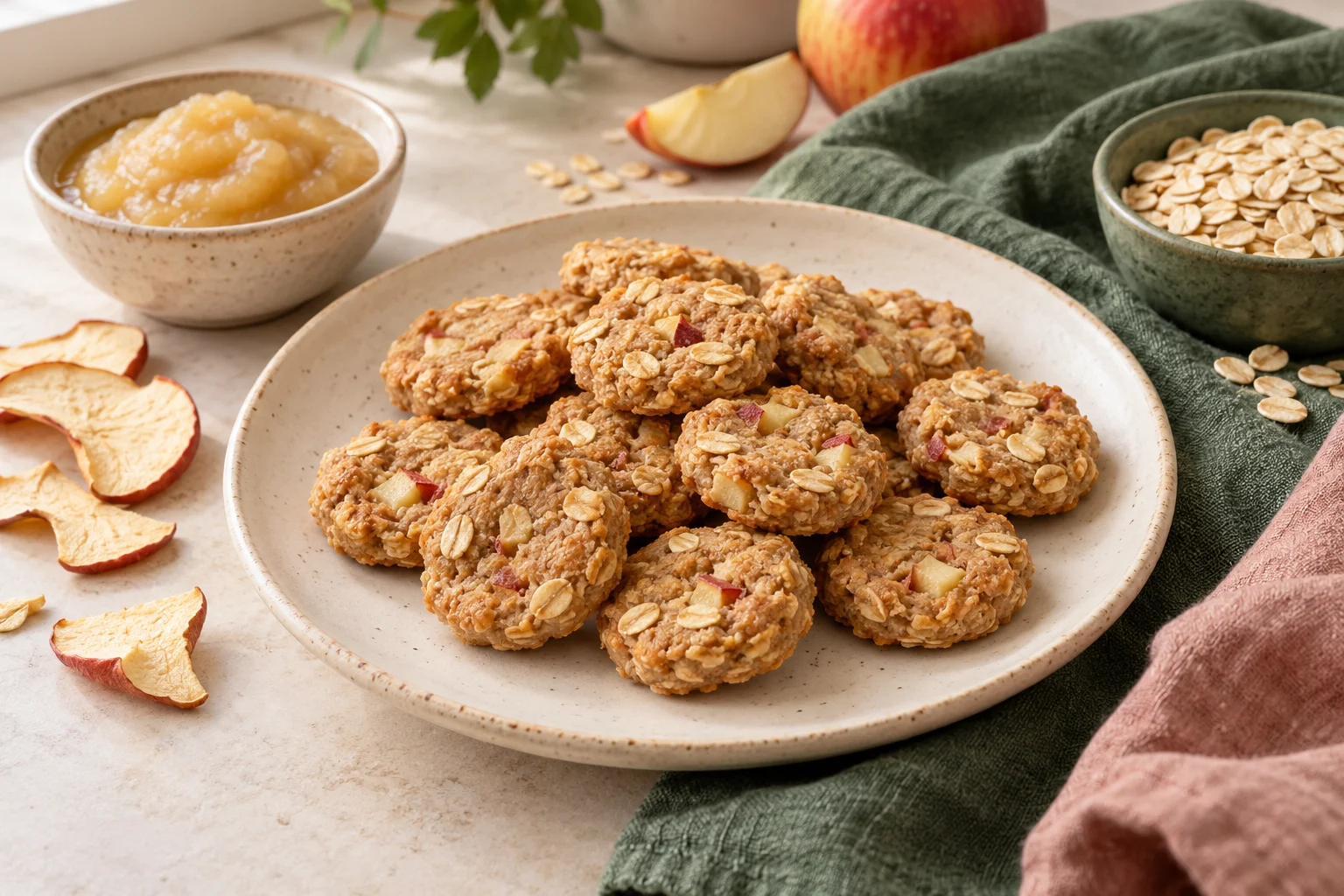 AI illustration of apple & oat dog biscuits